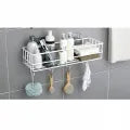 Bathroom Storage Hanging Shelf Wall Mounted With Hooks